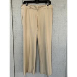 Ann Taylor Womens 8 Petite Career Pants Tan Cotton Blend Straight Wide Leg